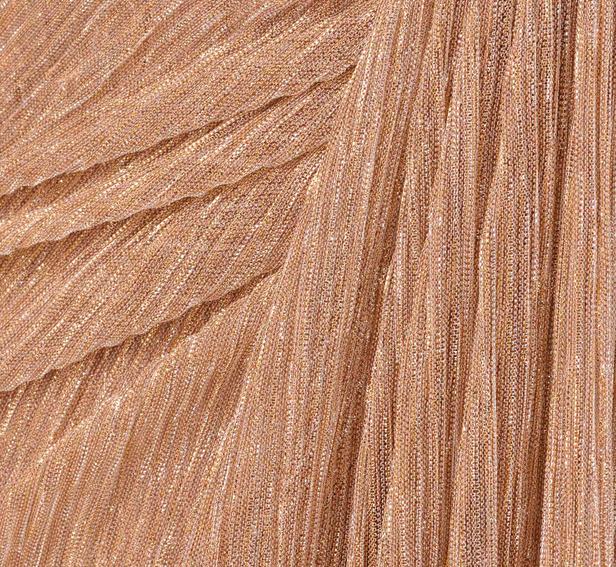 Metallic Crinkled Mesh Draped Long Gown In Light Gold、mySite、solidvoid