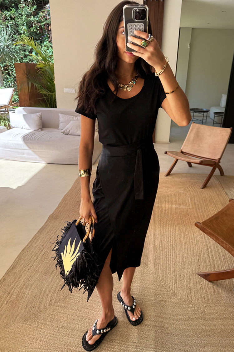 Black Jesse Jersey Wrap Dress、mySite、solidvoid