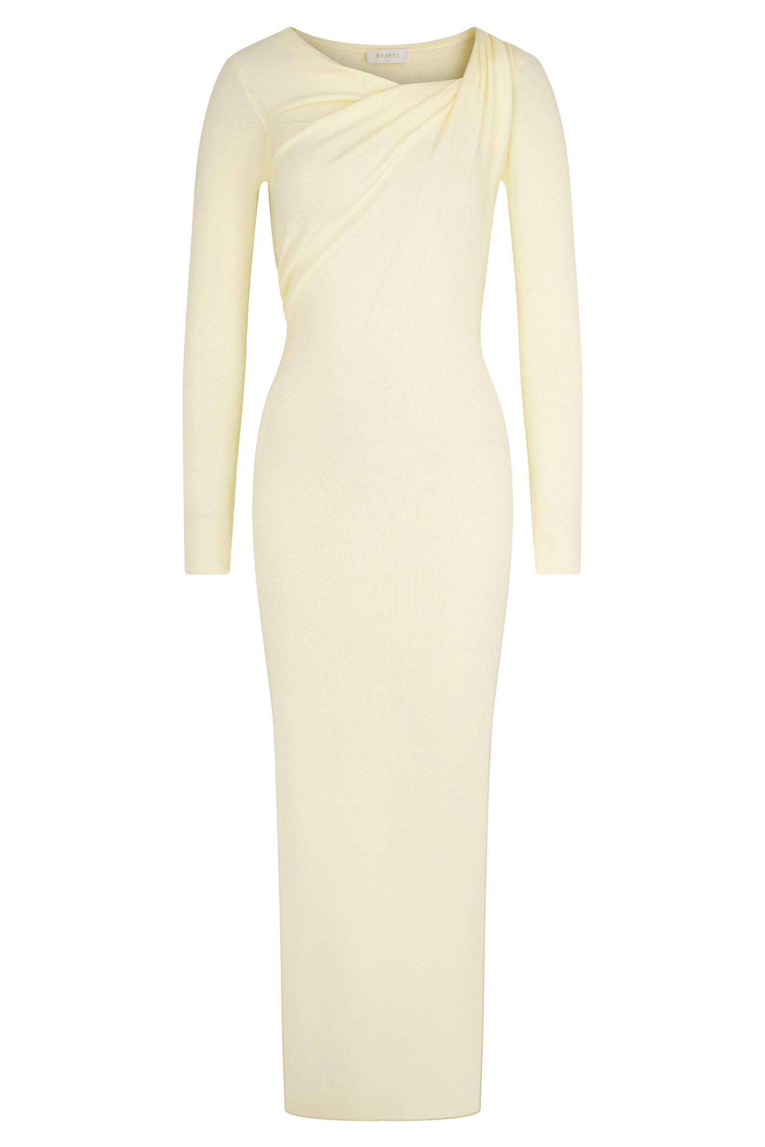 Culver Draped Twist Knit Midi Dress - Cream、mySite、solidvoid