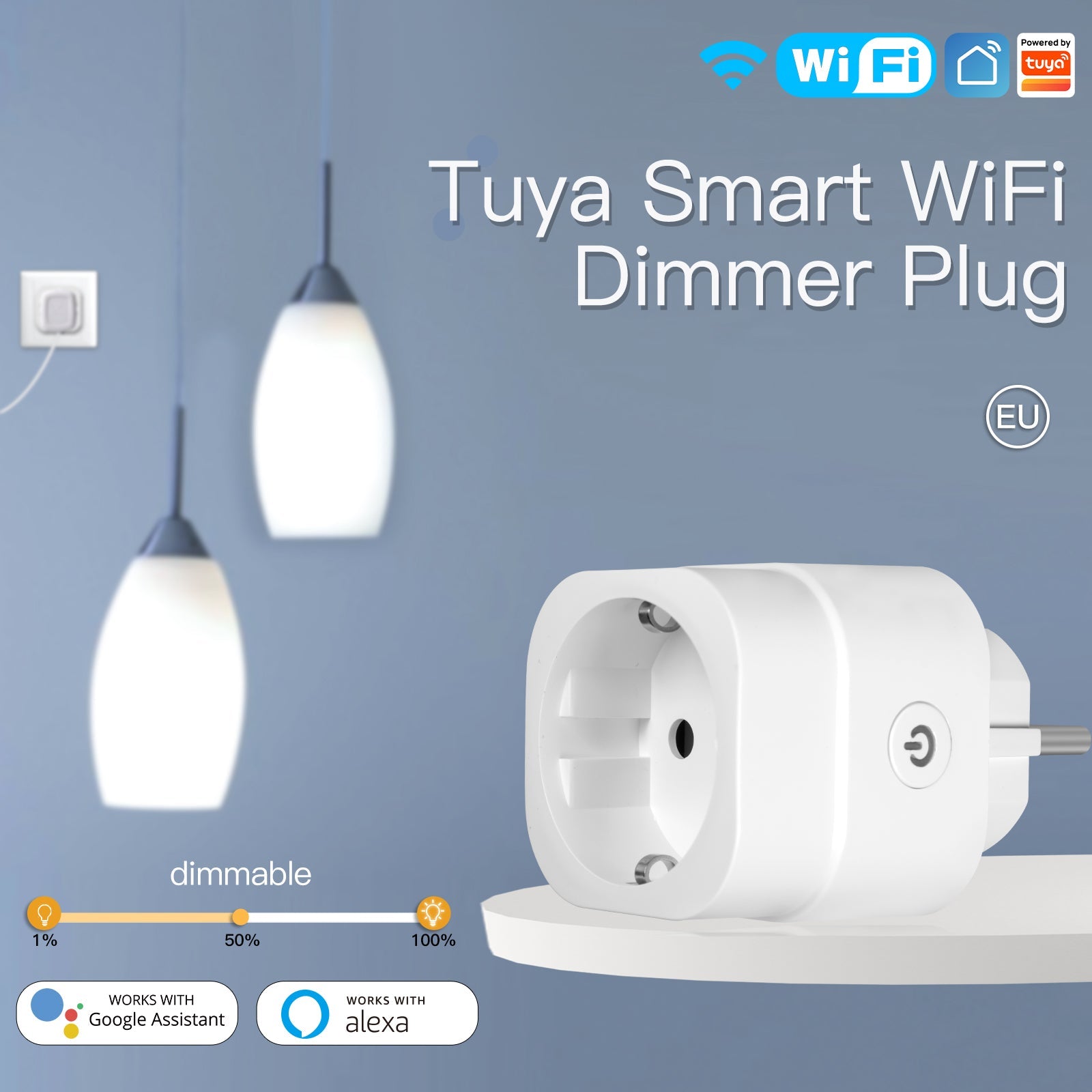 MOES WiFi Smart Power Dimmer Plug Brightness Adjust Timer Socket EU、mySite、fannypackpong