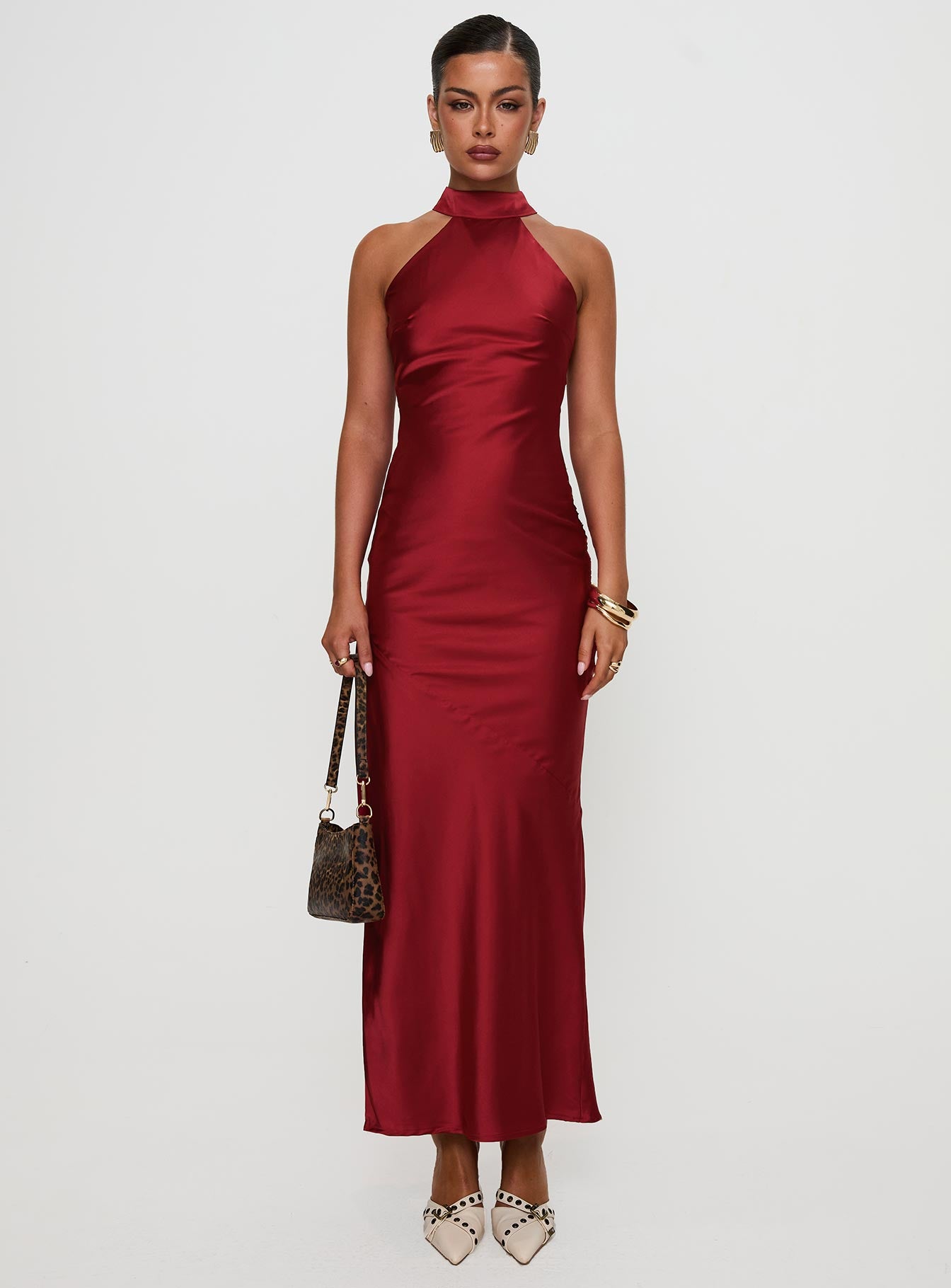 Mordecai Halter Maxi Dress Burgundy、mySite、solidvoid