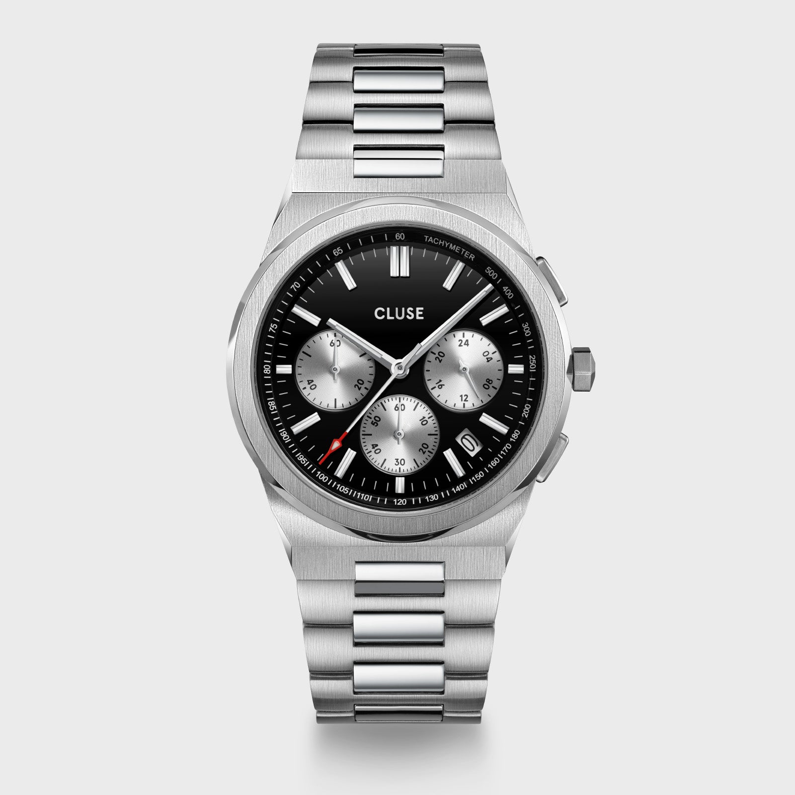  Vigoureux Chrono Watch Steel, Black, Silver Colour