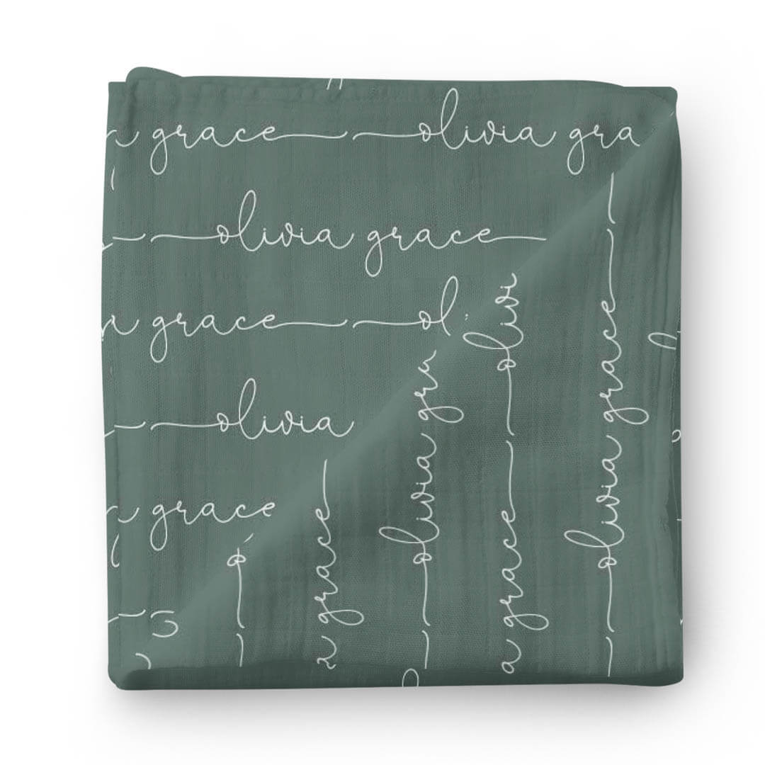  Personalized Emerald Baby Name Swaddle Blanket - Script、mySite、layawaytickets
