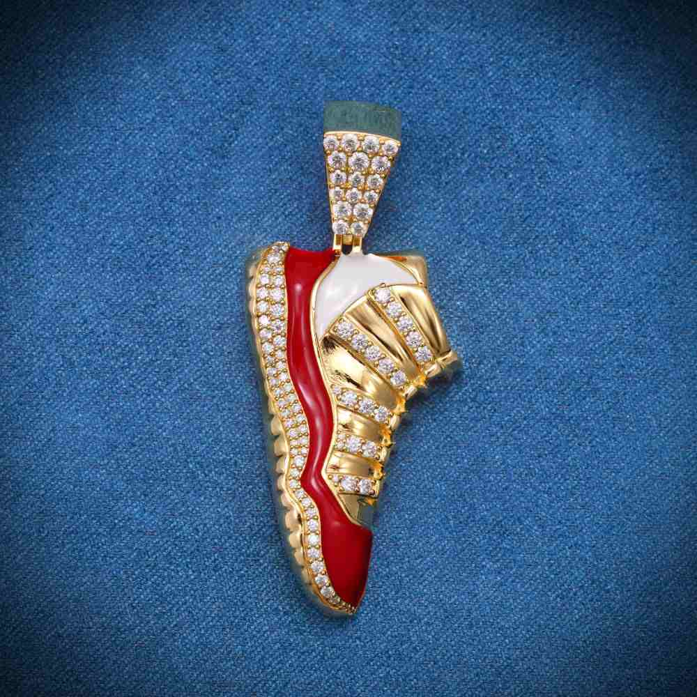 Moissanite Enamel Sneaker Pendant 14K Gold、mySite、hinf8tx79