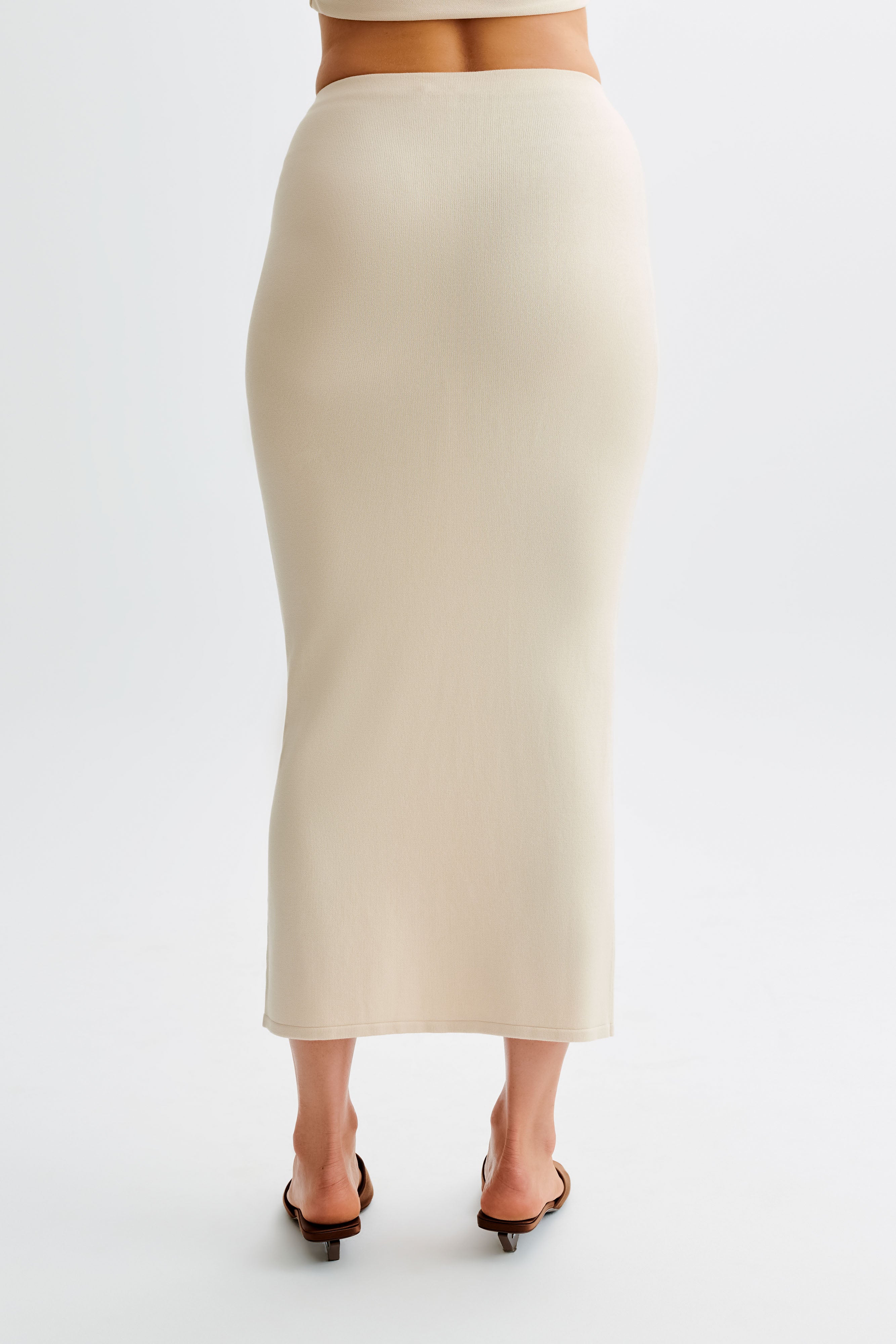 Maisie Buttoned Knit Maxi Skirt - Cream、mySite、solidvoid