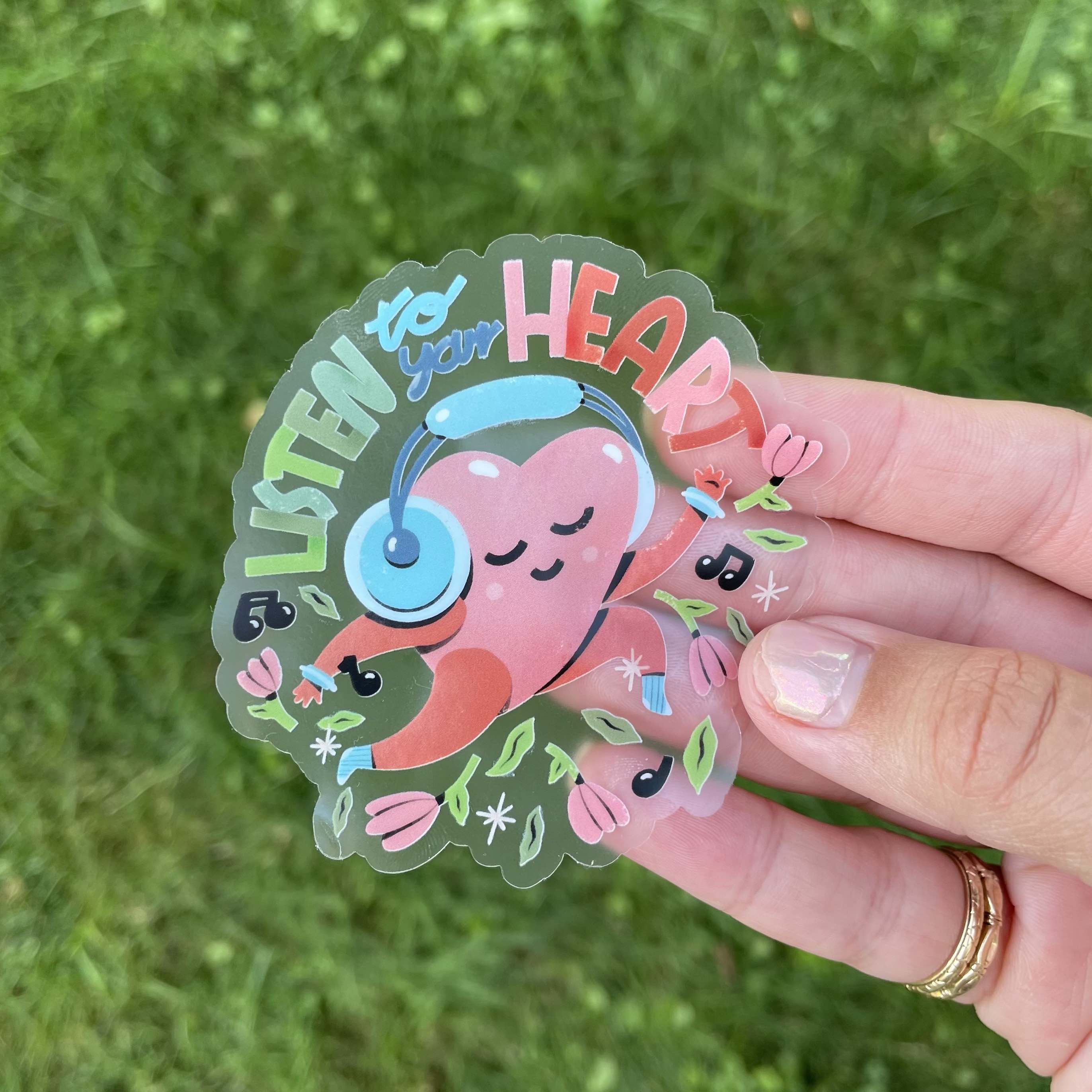  Listen To Your Heart Music Clear Sticker、mySite、elrpsem3k