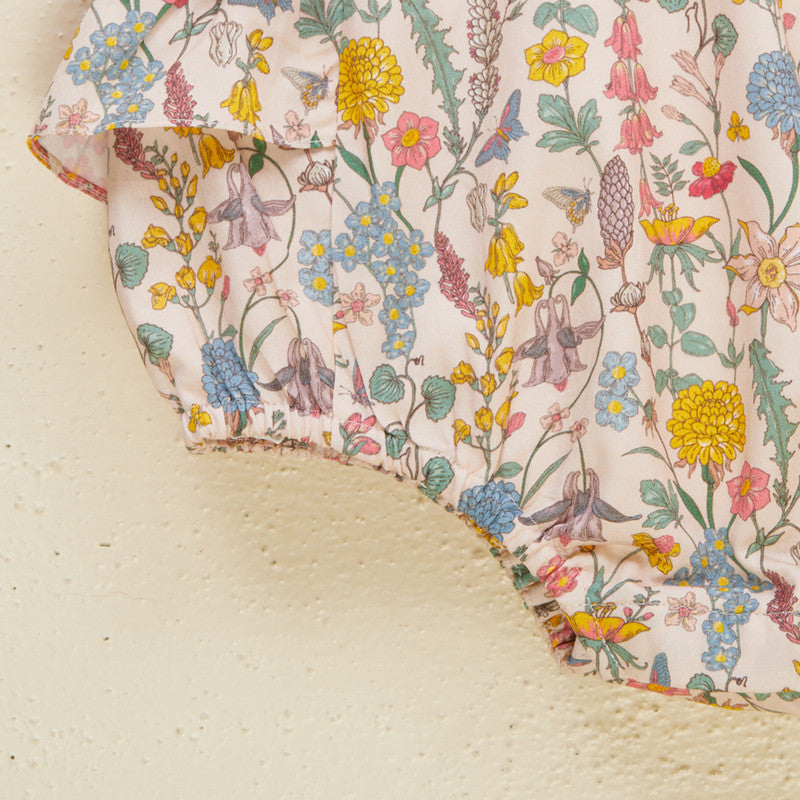 Cotton Satin Floral Romper For Kids | Beige、mySite、camillekostekn