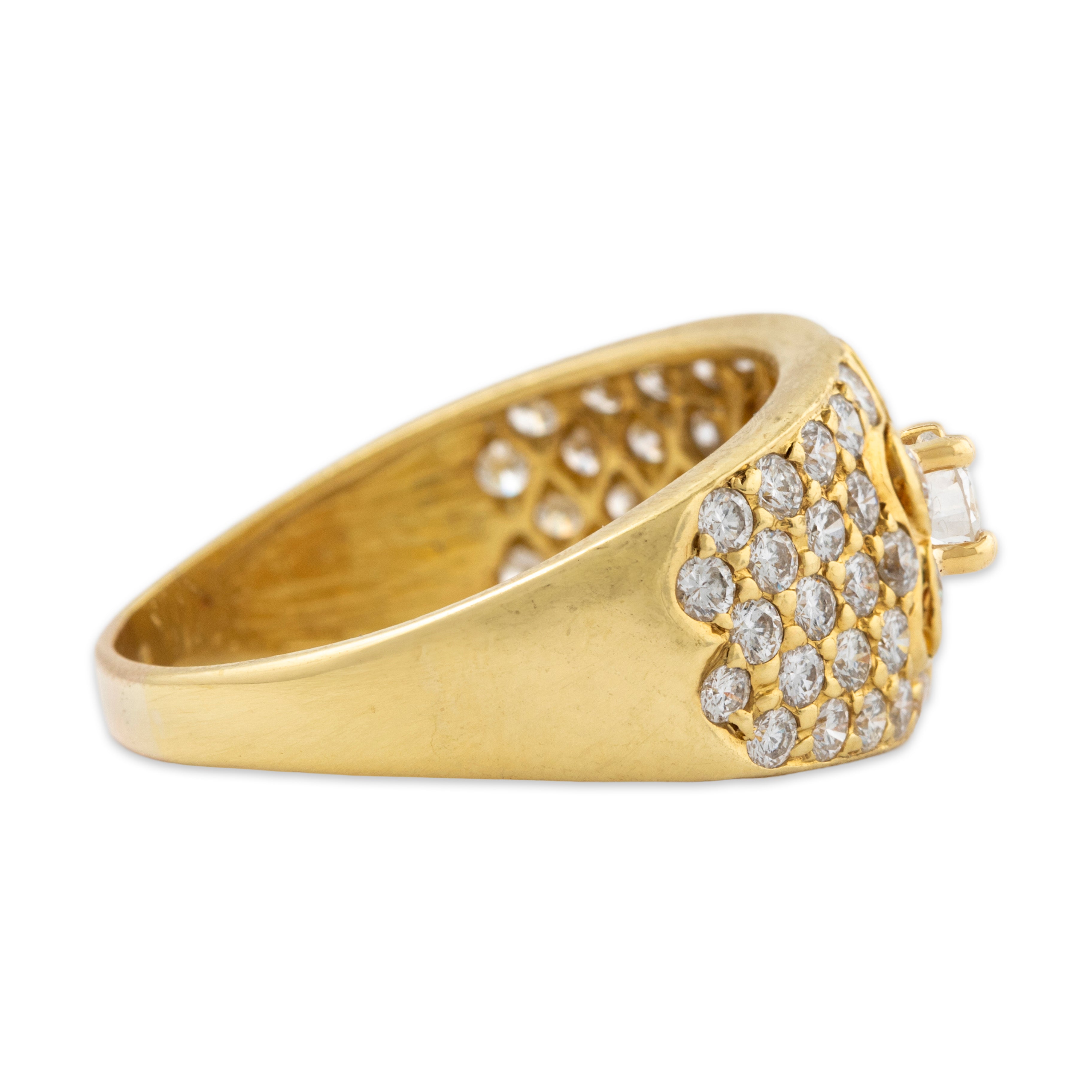 Vintage 18k Yellow Gold 1.25cttw Diamond Floriform Statement Ring 8.25、mySite、hinf8tx79