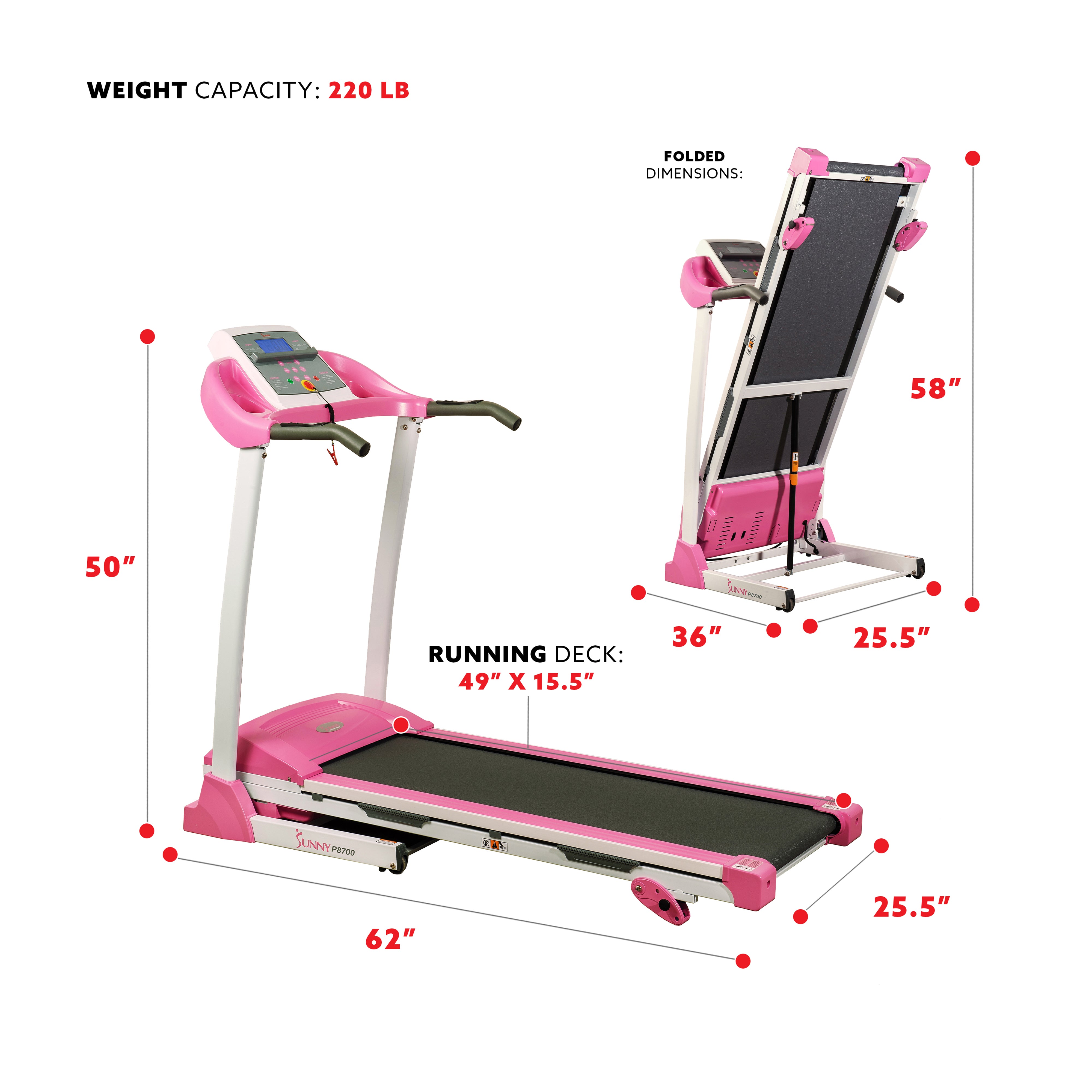  Pink Treadmill w/ Manual Incline and LCD Display、mySite、ghnorth