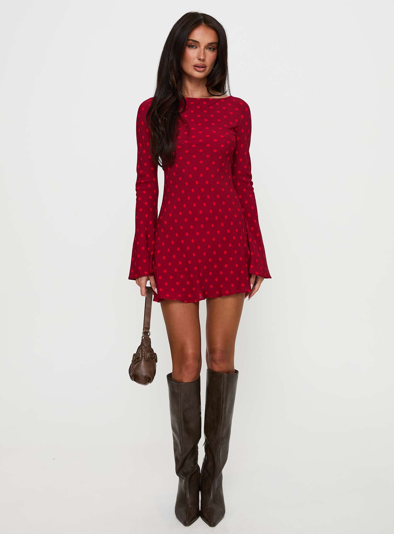 Good Graces Long Sleeve Mini Dress Red Dot、mySite、solidvoid