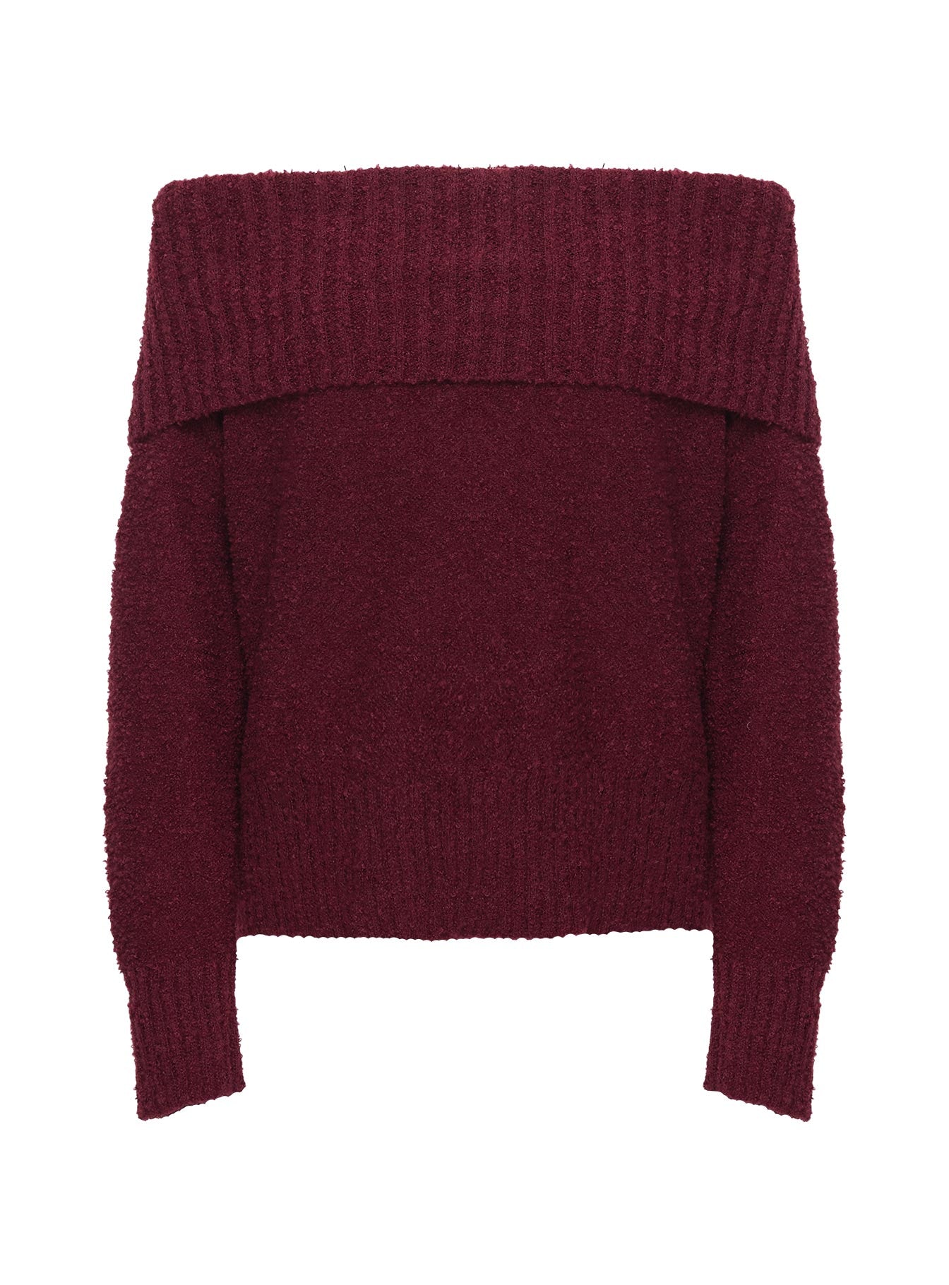 Parkley Boucle Off The Shoulder Sweater Burgundy、mySite、solidvoid