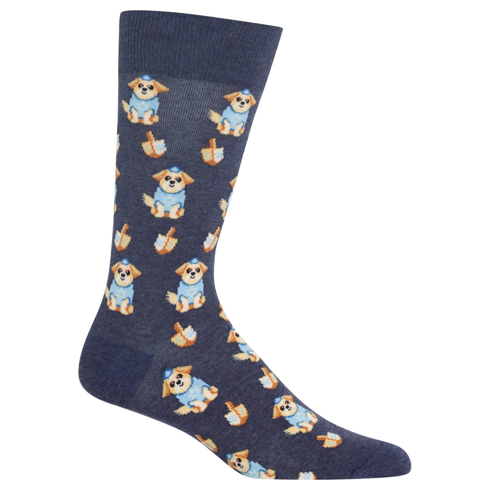 Men's Dreidel Dog Crew Socks、mySite、topwebapps