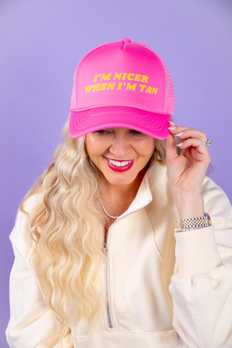 I'm Nicer When I'm Tan Trucker Hat - Hot Pink、mySite、hinf8tx79