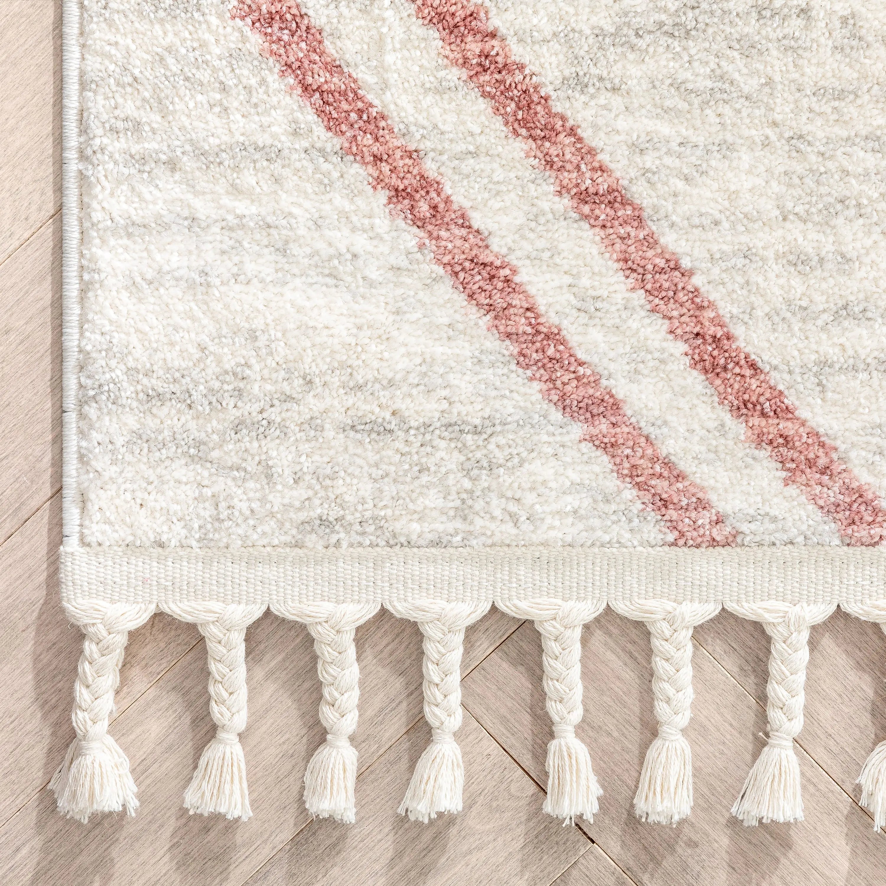 Reeve Modern Chevron Zig-Zag Pink Ivory Kids Rug、mySite、gigharbornorthrealestate