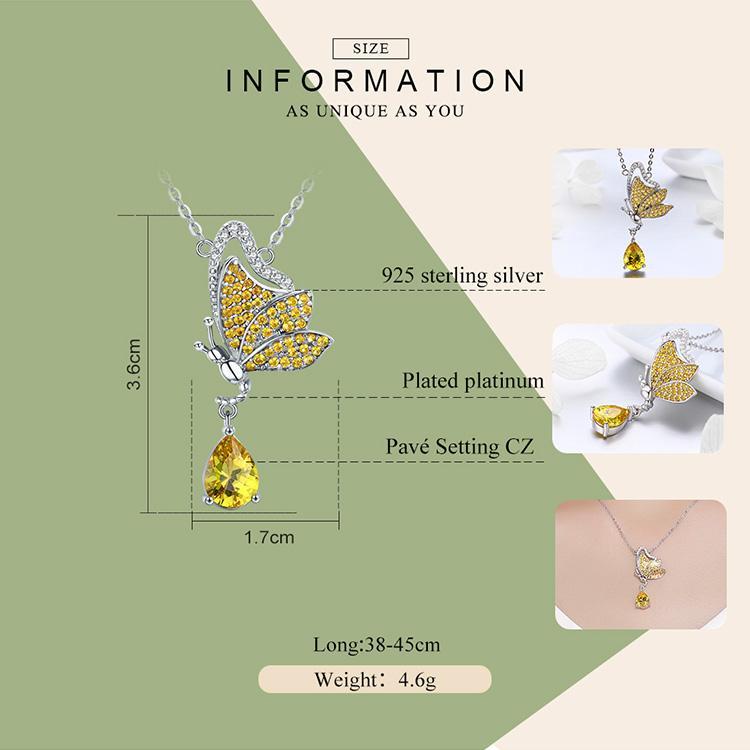 Butterfly Jewelry in Platinum Plated Sterling Silver, Yellow、mySite、g9winljtr