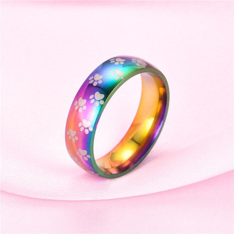 Rainbow Paw Rings, Very Cute! Little paws on the rings, Stainless Steel.、mySite、g9winljtr