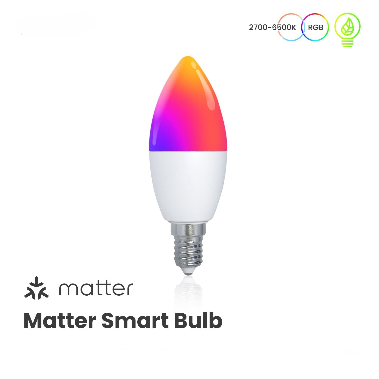 Tuya Matter WiFi Smart LED E14 Dimmable Light Bulbs 2700-6500K+RGB、mySite、fannypackpong