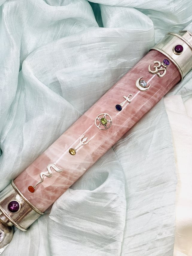 Master Healer - Rose Quartz, Healing Wand, Sterling Silver (38cm, 1500gm)、mySite、topwebapps