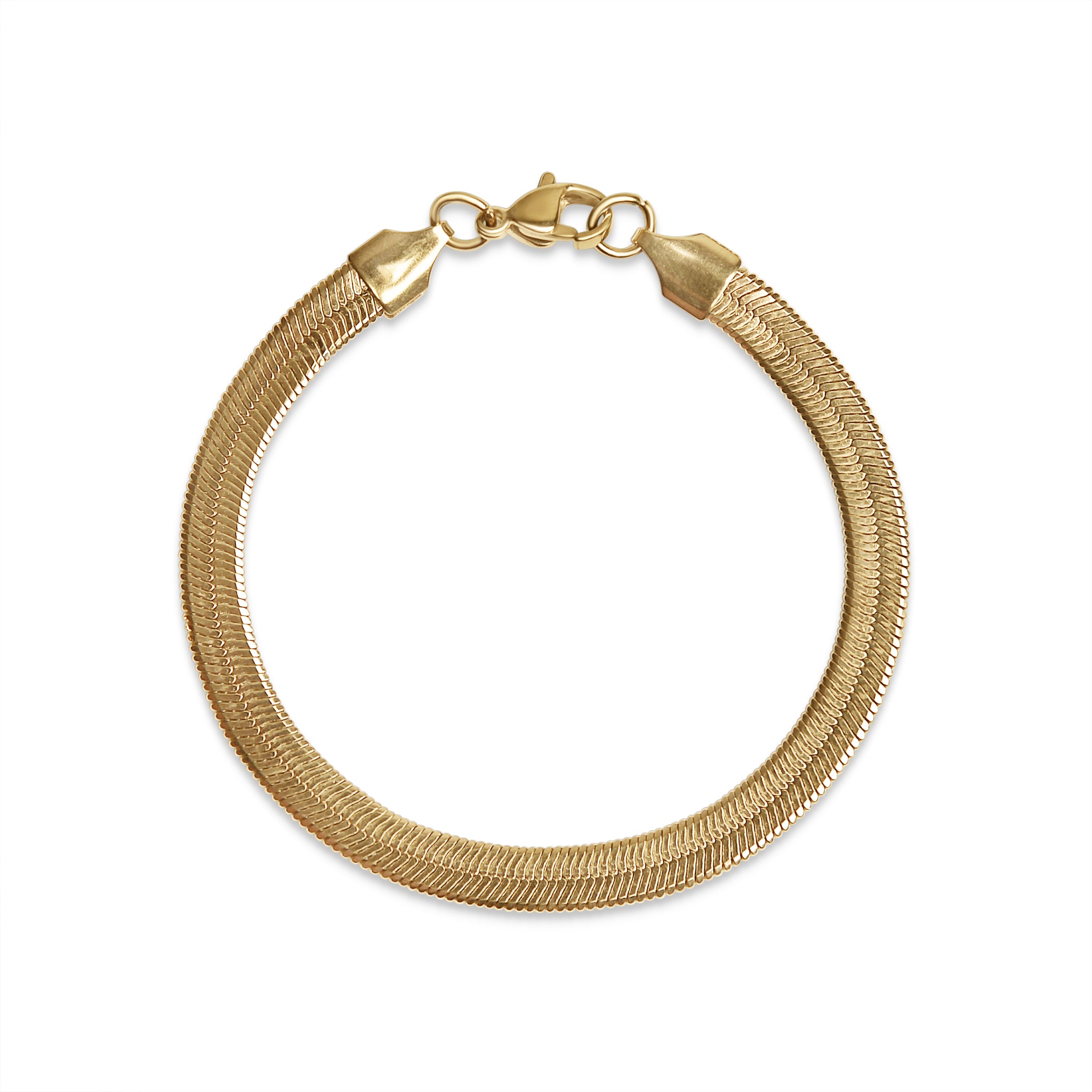 18K Gold PVD Stainless Steel Herringbone Chain Bracelet / BRJ9082、mySite、dreamappss