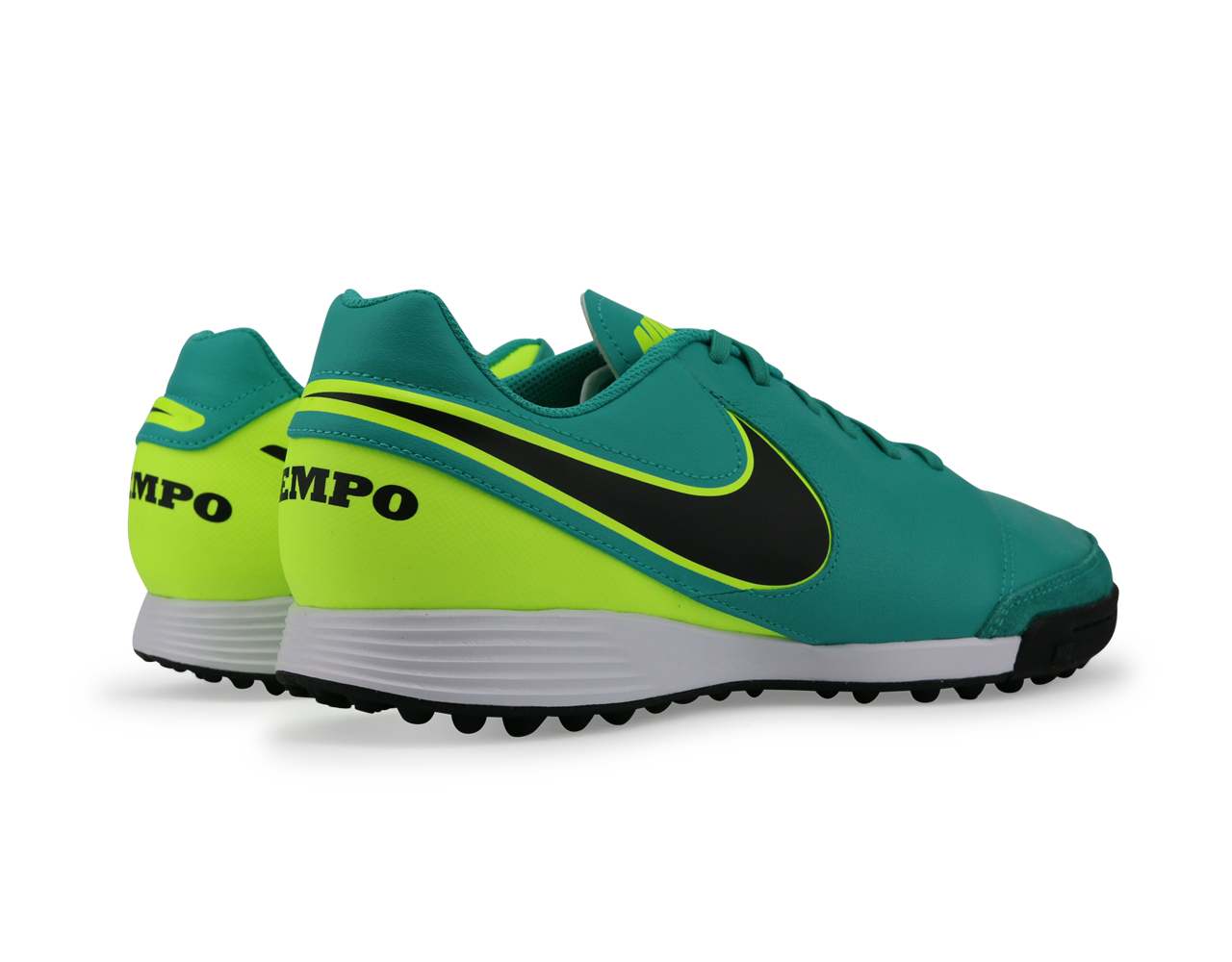 Nike Men's Tiempo Genio Leather Turf Soccer Shoes Clear Jade/Black/Volt、mySite、noshort
