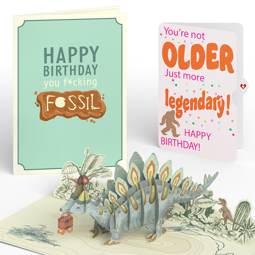 Happy Birthday You F*cking Fossil Pop-Up Card and Not Older Just More Legendary Sentiment Set、mySite、solidvoid