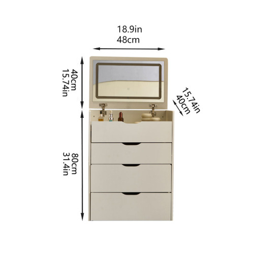 3-in-1 Vanity Desk with Mirror And Lights, Small Vanity Desk Set with Visible Glass Tabletop, 3 Drawers, Storage Bench, 3-color Lighting Mirror, Suitable for Bedroom Small Vanity Desk、、xpatfood