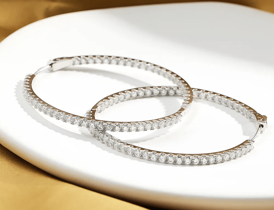 Big Moissanite Hoop Earrings, 60mm of Dazzling Beauty in 925 Sterling Silver、mySite、g9winljtr
