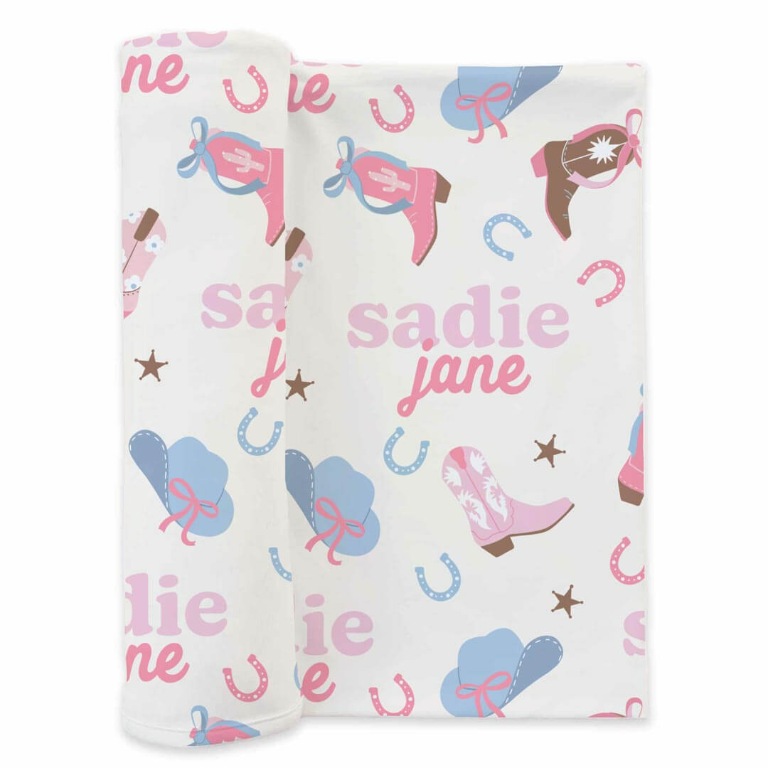  Boot Scootin' Personalized Swaddle Blanket、mySite、layawaytickets