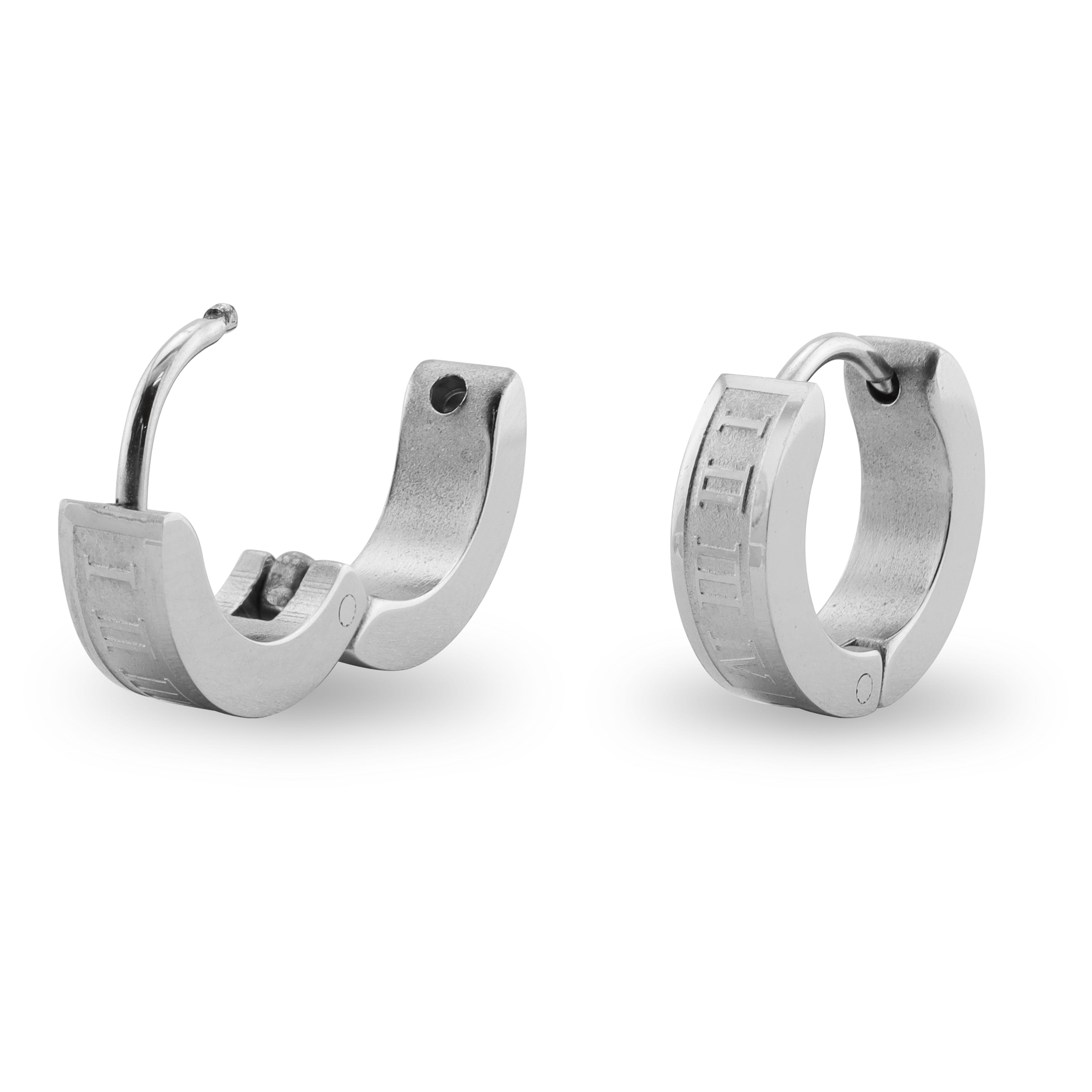 Stainless Steel Roman Numeral Hoop Earrings / ERJ3029、mySite、dreamappss