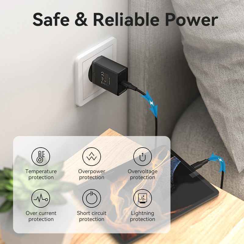 Vention 1-Port USB-C Wall Charger 25W EU-Plug、mySite、fannypackpong