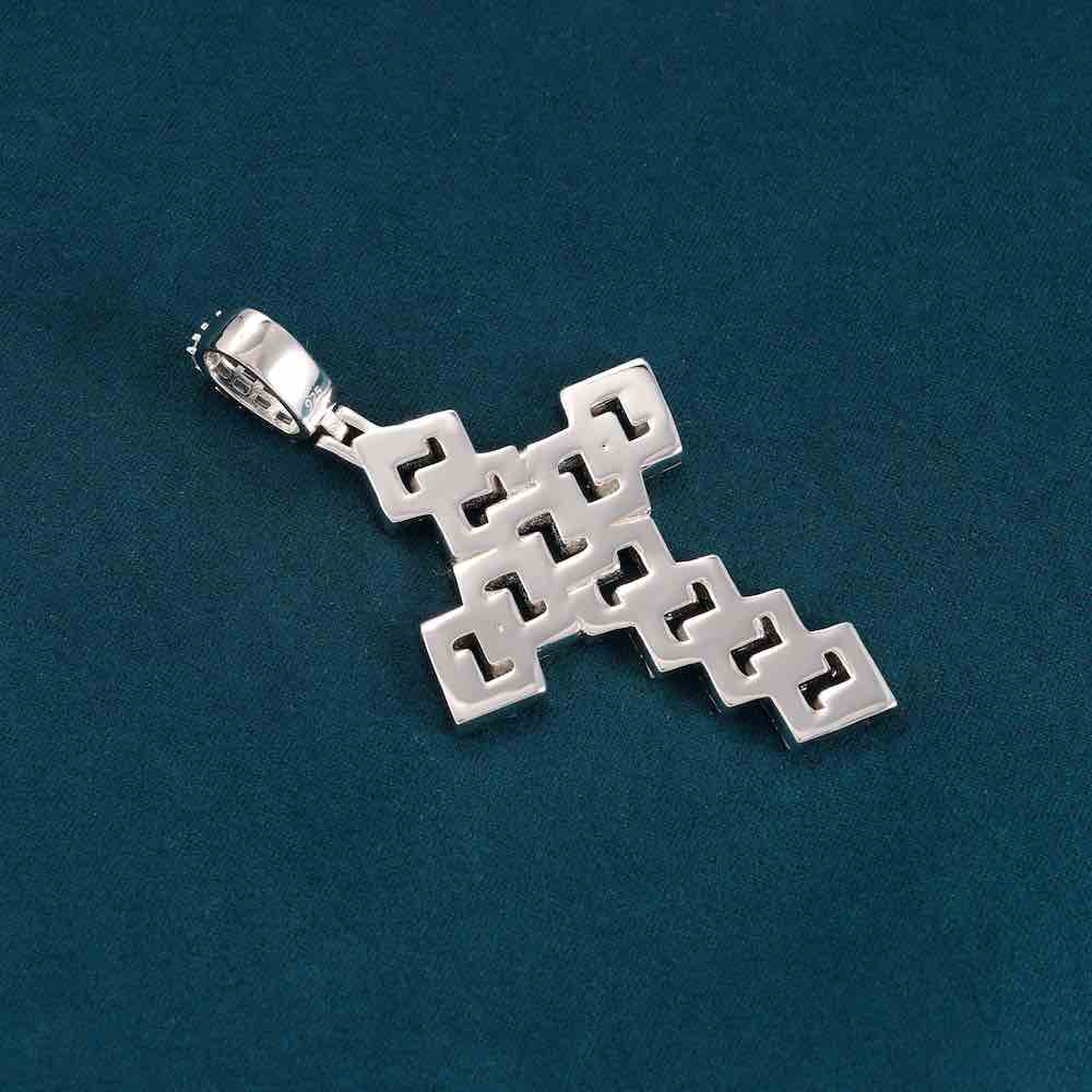Moissanite Square Link Cross Pendant 14K Gold、mySite、hinf8tx79