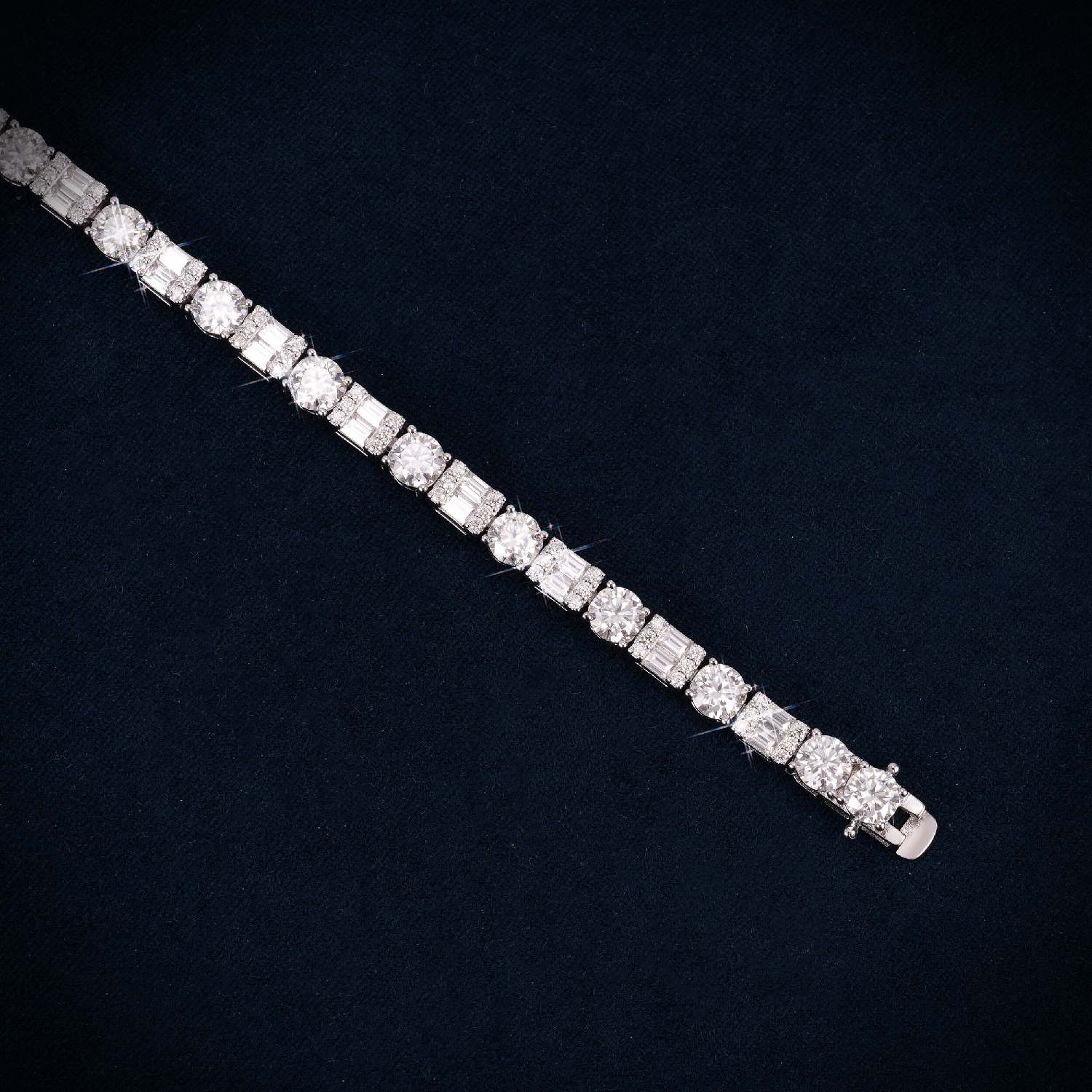 5MM Hybrid Cut Moissanite Tennis Bracelet 14K Gold、mySite、hinf8tx79