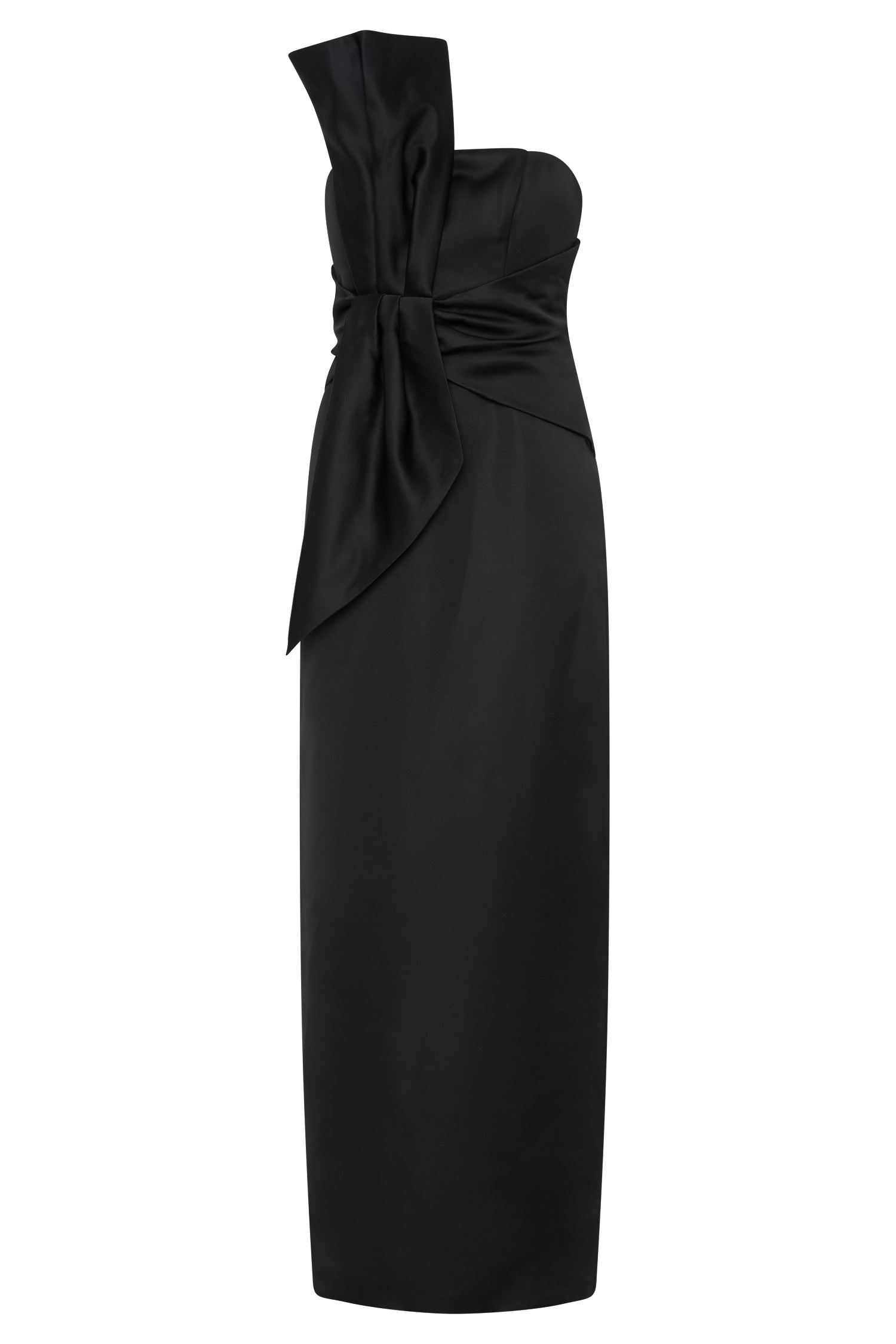 Cyrill Strapless Satin Structured Maxi Dress - Black、mySite、solidvoid