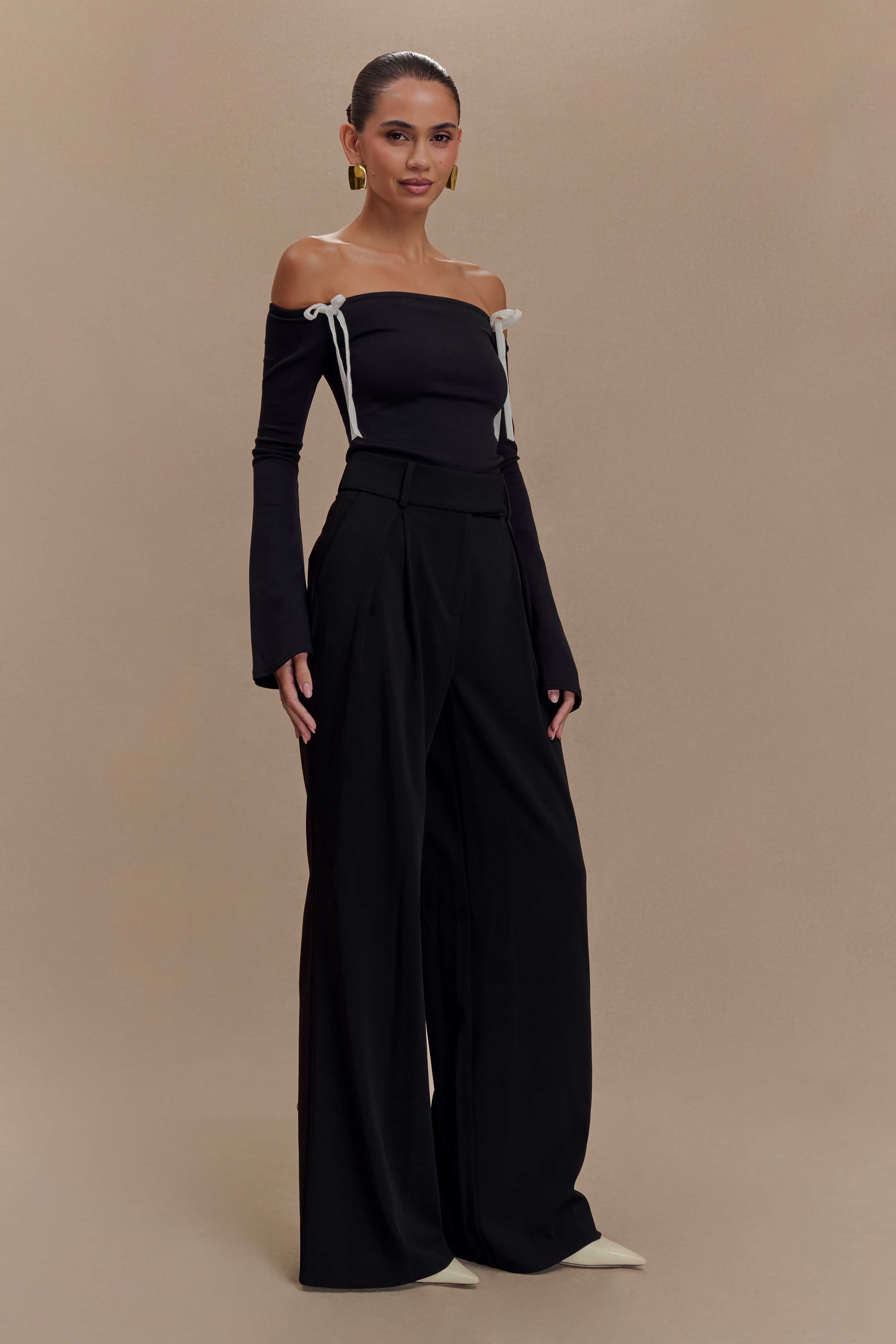 Marlene Scuba Jersey Contrast Top - Black/White、mySite、solidvoid