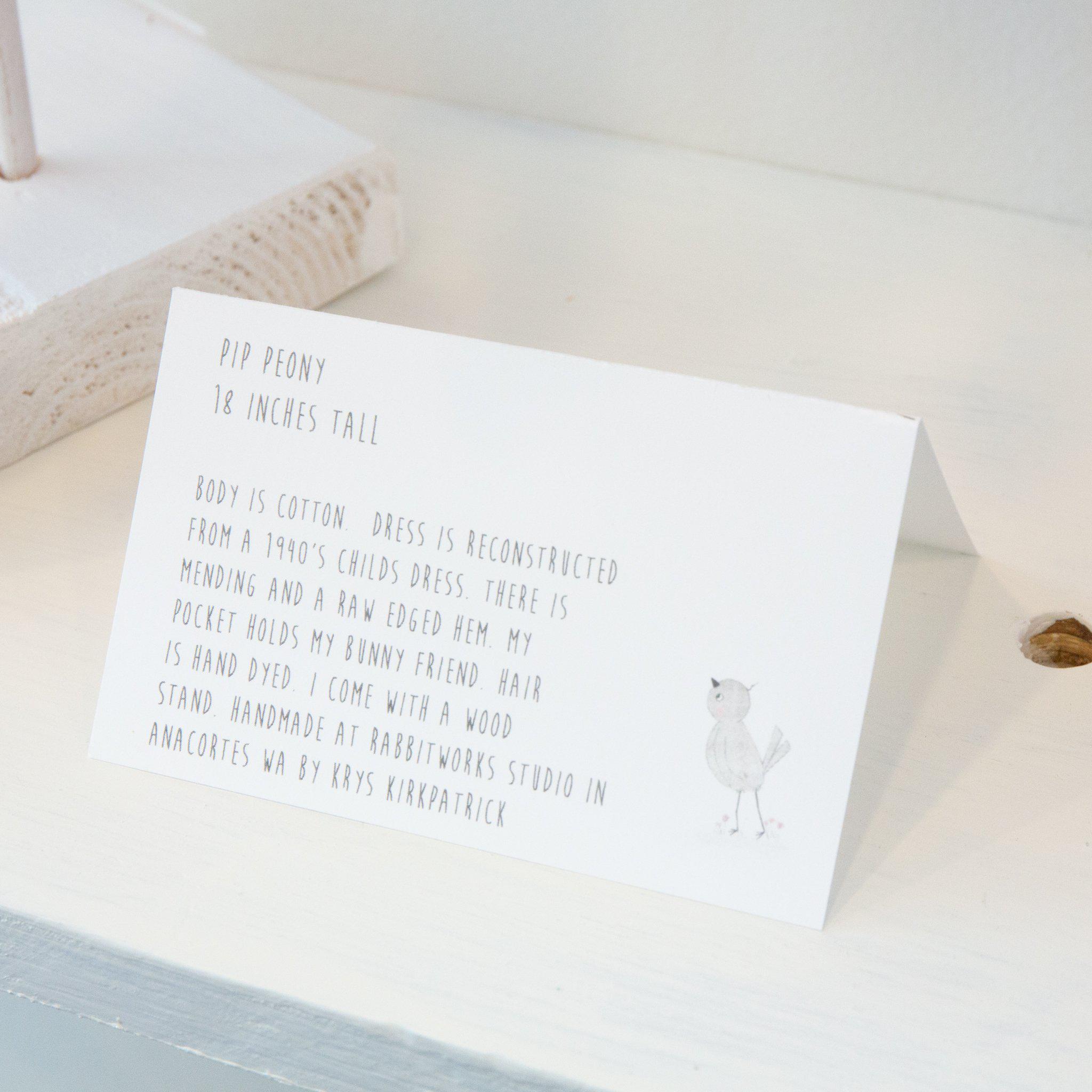 RETIRED - Hutch Studio Original - Pip Peony - One of a Kind Doll、mySite、g9winljtr