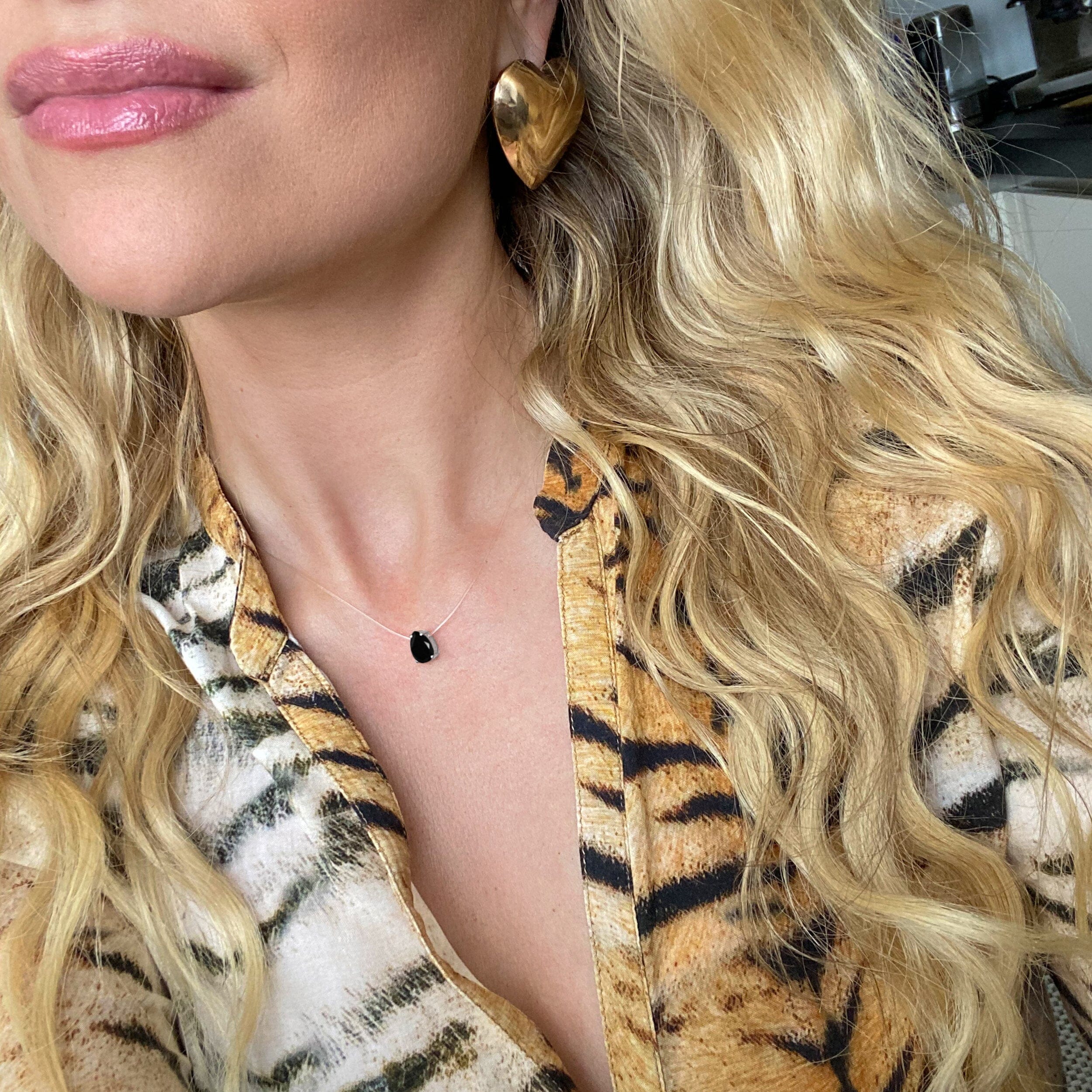 Black Onyx Necklace Floating Sway - December Birthstone、mySite、hinf8tx79