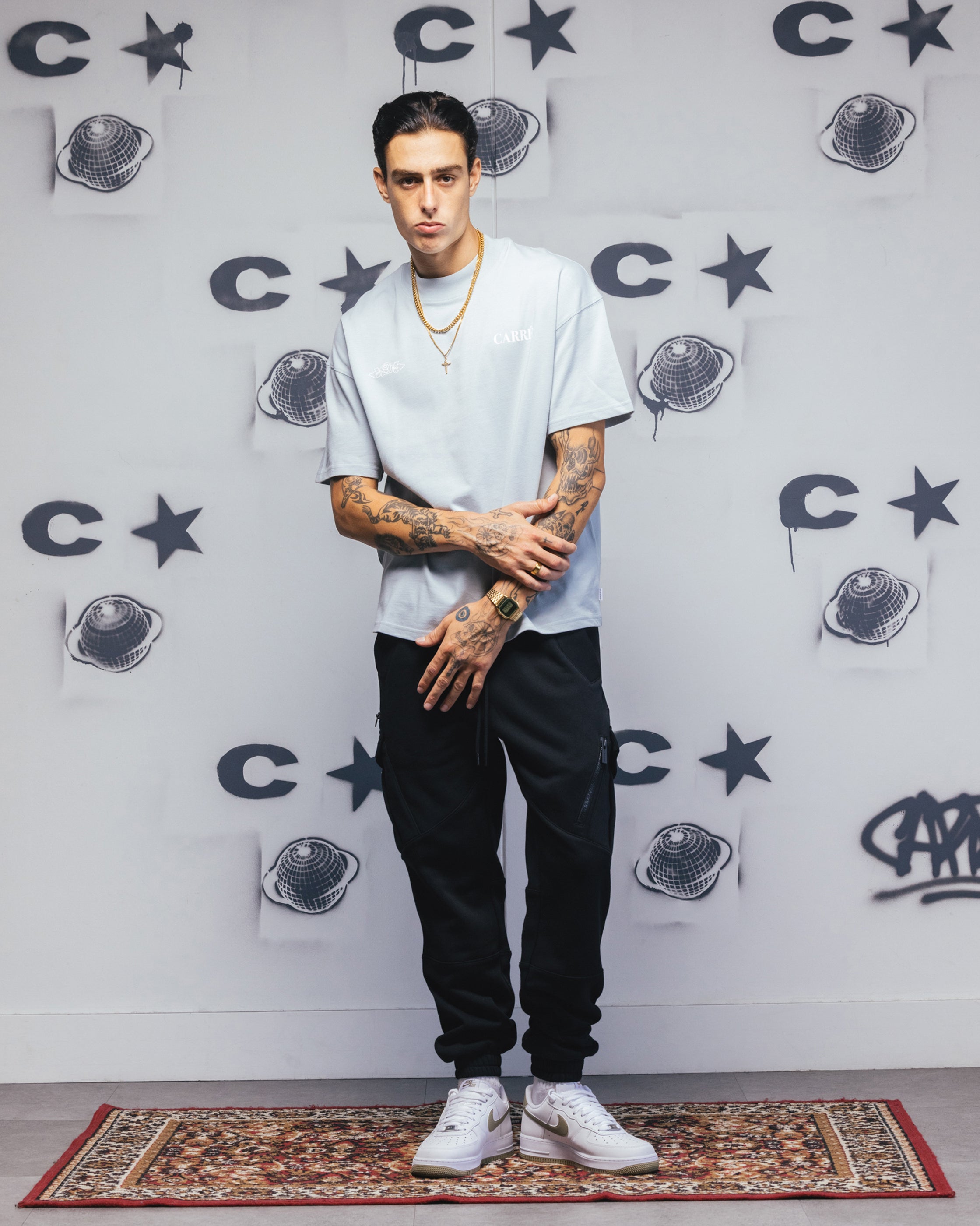 Carre Bloom T-Shirt Dirty Blue、mySite、zt4zffjzw