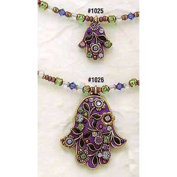 Michal Golan Purple Enamel and Swarovski Crystal Hamsa Necklace、mySite、topwebapps