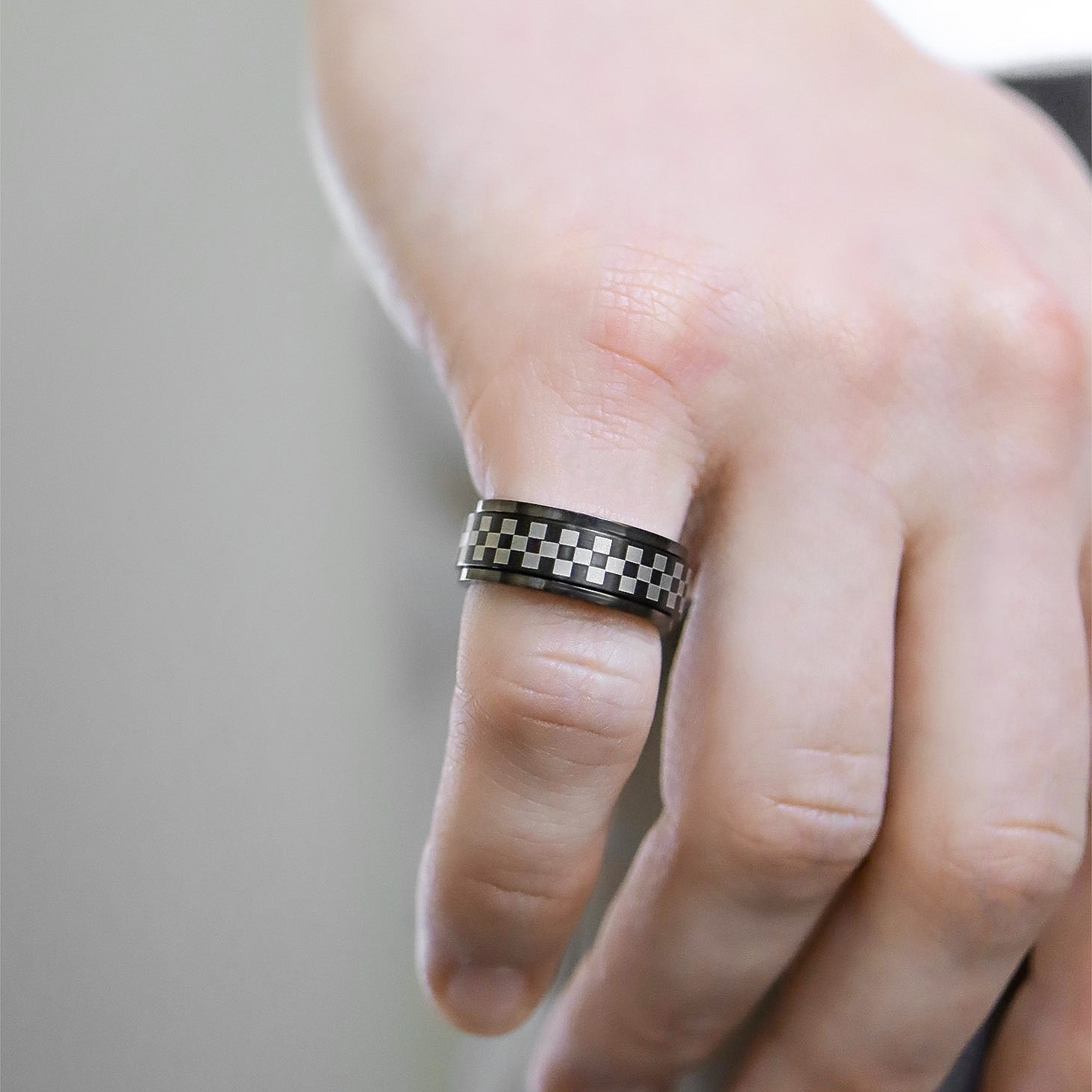 Stainless Steel Black Checker Spinner Ring / STC010、mySite、dreamappss