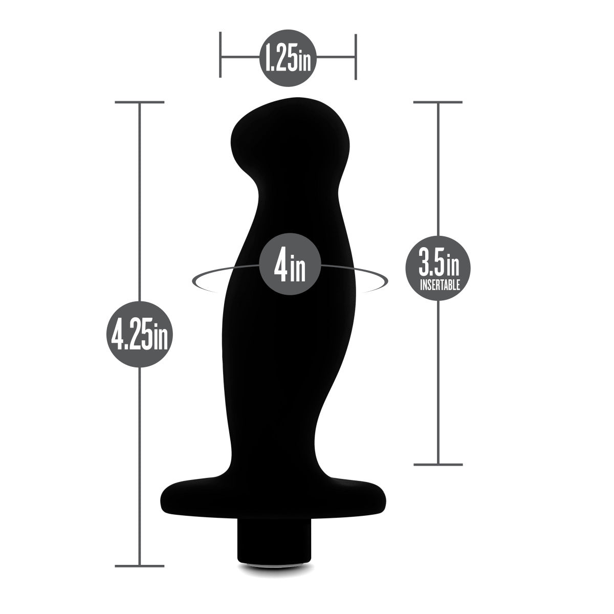 Anal Adventures Platinum By Blush® | Prostate Massager 02 Curved Black 4.25-Inch Vibrating Rechargeable Anal Plug、mySite、bottomscart