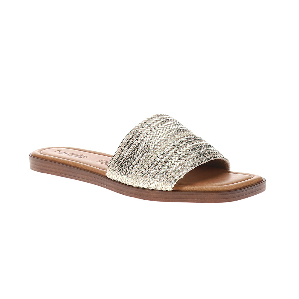 Palms Perfection Metallic Slide Flat Sandals、mySite、gtrtttuynbv