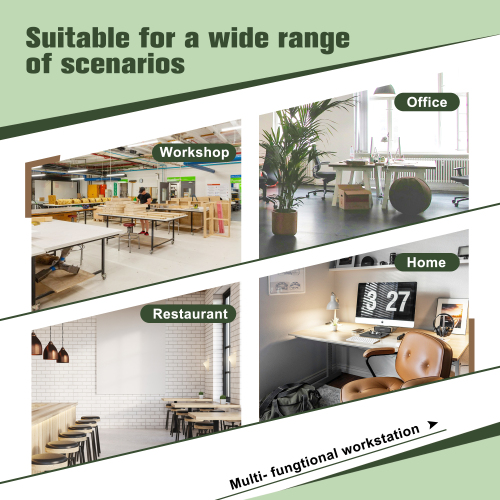 Adjustable Height Workbench, 60" Rubber Wood Top Heavy duty Workstation with Power Outlets, 2000 LBS Load Capacity Hardwood Worktable for Workshop, Garage, Office, Home, Commercial、、casual