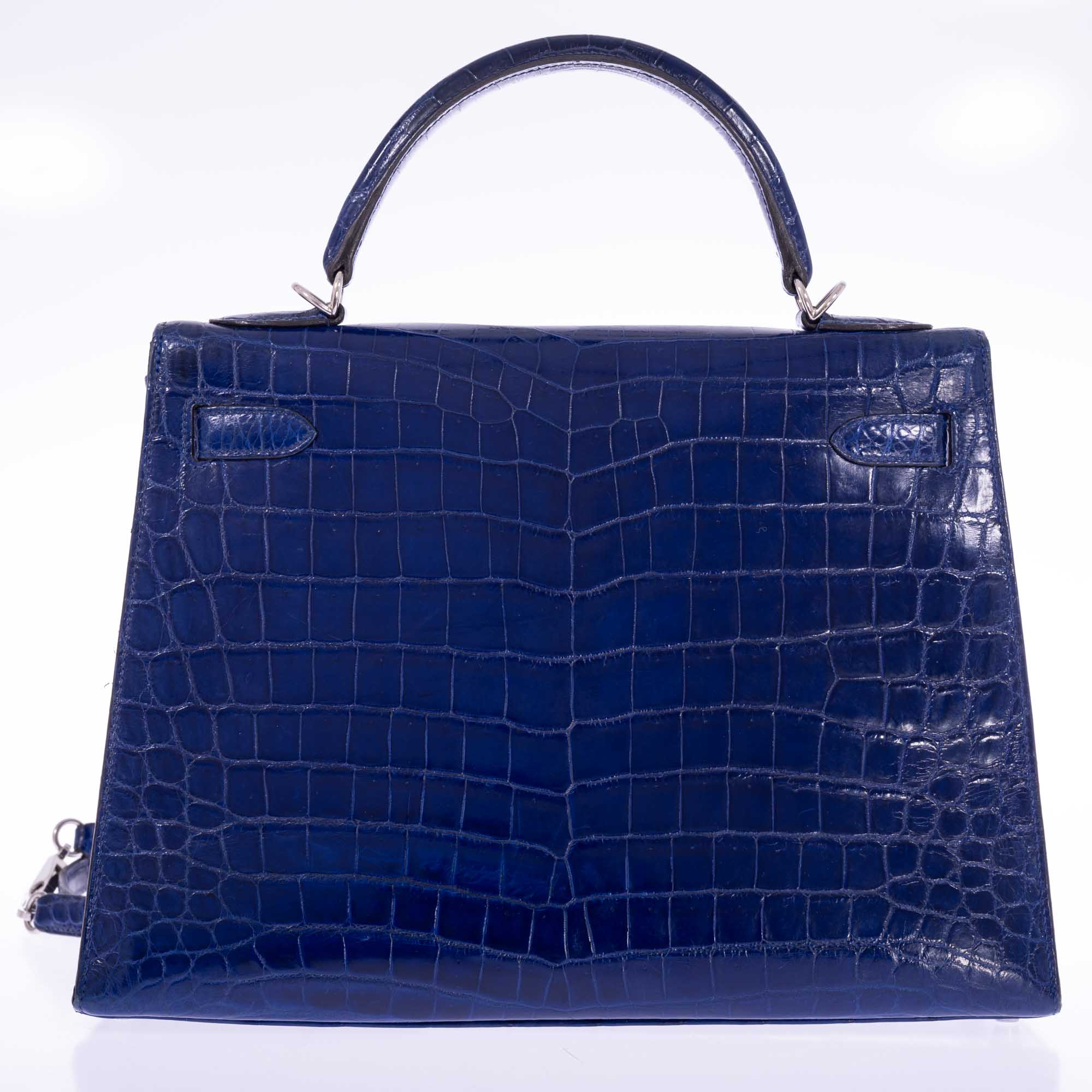 Hermès Kelly 32 Sellier Blue Electric Shiny Porosus Crocodile Palladium Hardware、mySite、garminoutage.com