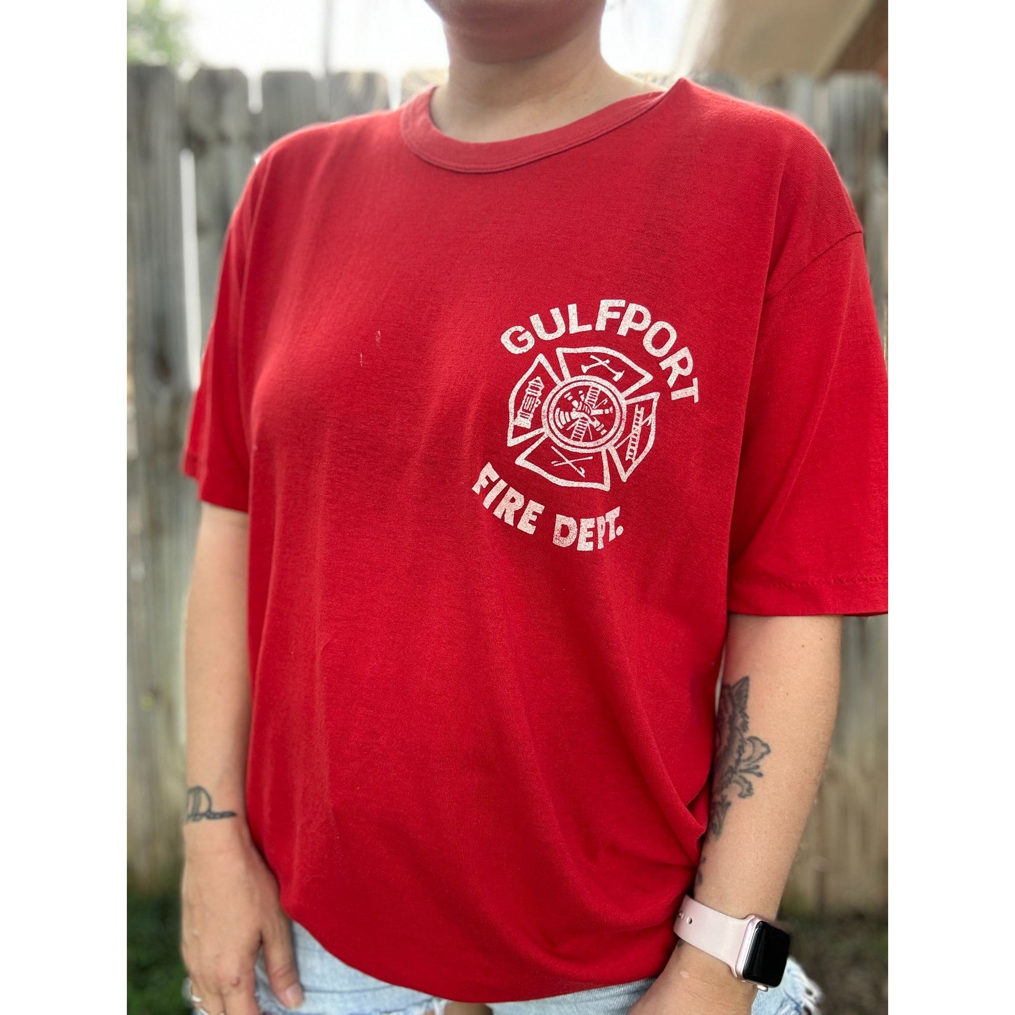 70's Gulfport Fire Department Single Stitch Graphic Tee T-Shirt Large、mySite、garagedoors4me