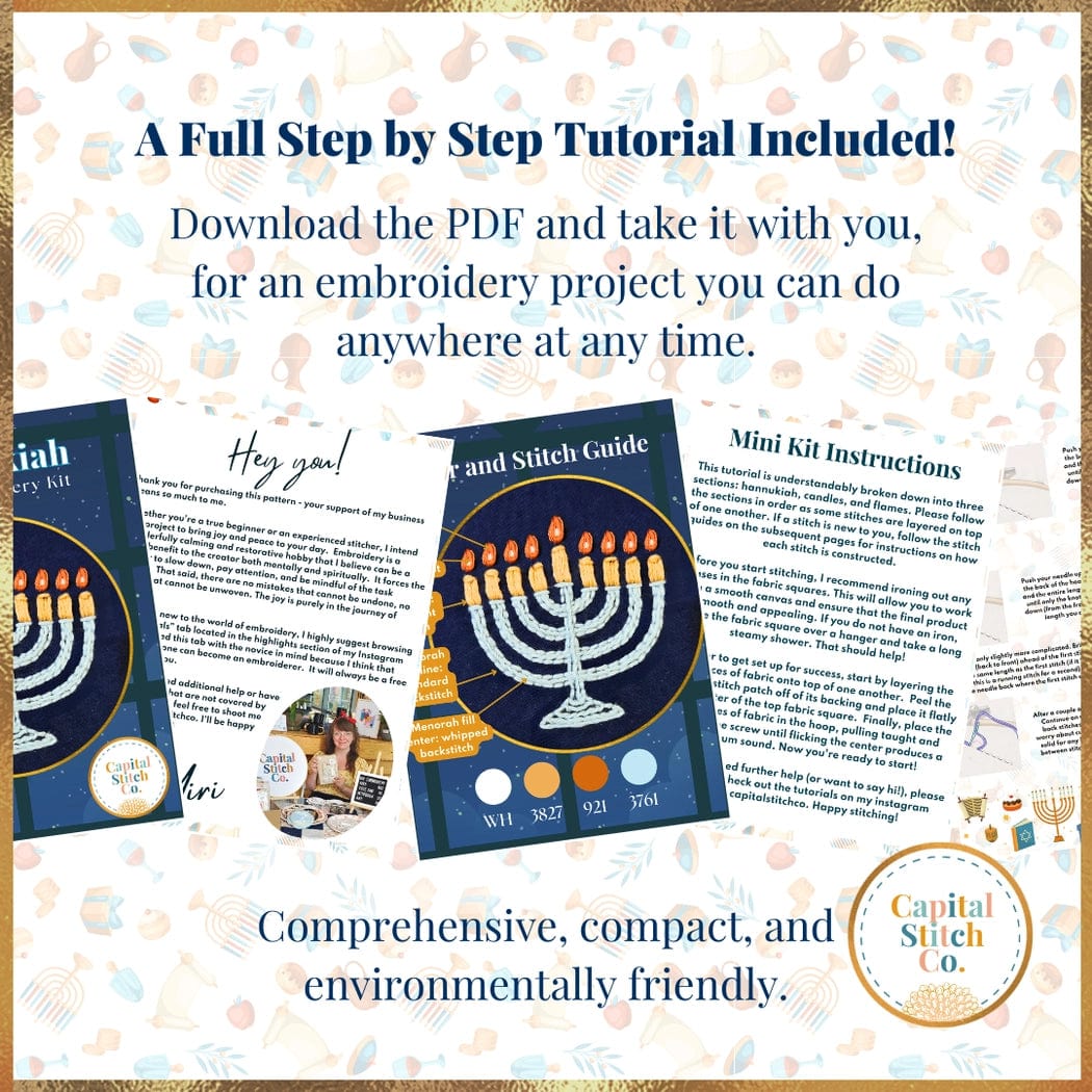 Mini Hanukkiah Menorah Embroidery Craft Kit、mySite、topwebapps