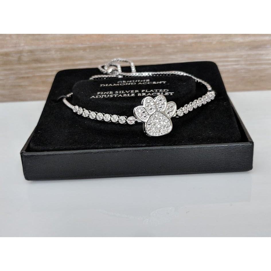 Paw Slider Bracelet-Silver Plated with Sparkling Diamonds $100 Retail、mySite、g9winljtr
