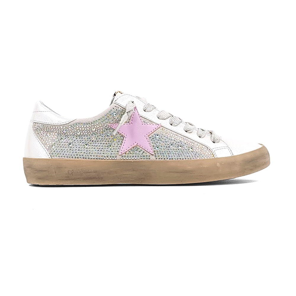 Paula Rhinestone Metallic Lace Up Sneakers、mySite、gtrtttuynbv
