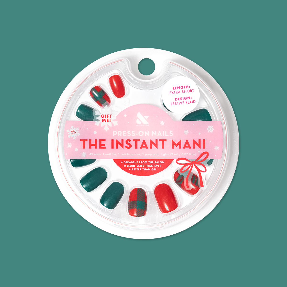 Festive Plaid - Press-On | Extra Short | Round - Part of Set、mySite、solidvoid