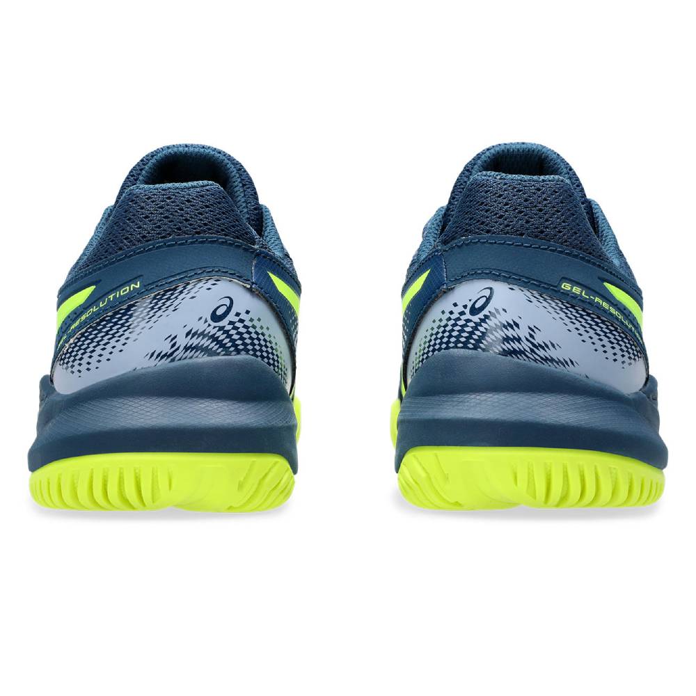 Asics Gel Resolution 9 GS Junior Tennis Shoe (Mako Blue/Safety Yellow)
