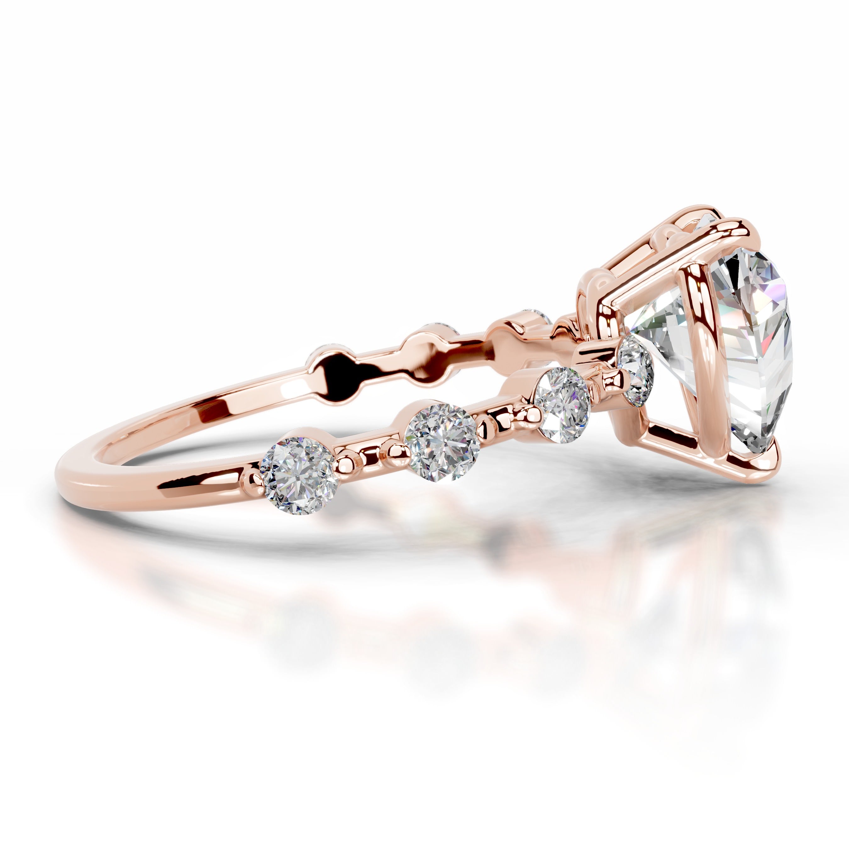 Bell Moissanite & Diamonds Ring - 14K Rose Gold、mySite、hinf8tx79